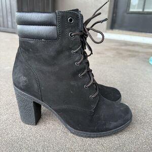 Timberland Women's Size 9 Tillston High Heel Black Leather Boots Style A1H1I